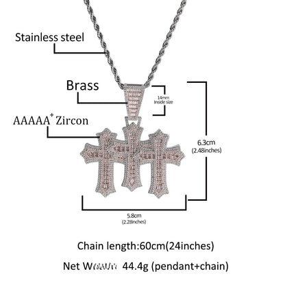 Men’s Iced Cross Pendant Necklace with Cubic Zirconia Twisted Chain