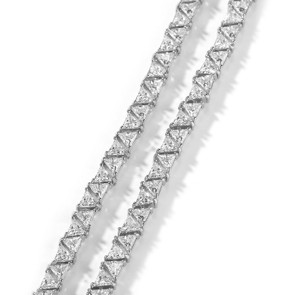 Unisex Iced Zircon Tennis Chain Necklace in Gold and Silver Tone Hip Hop Copper Jewelry