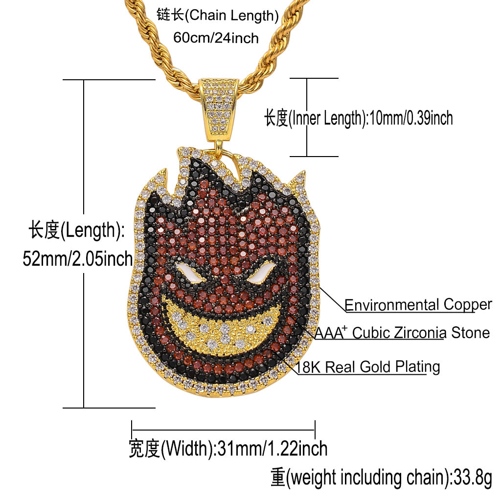 Hip Hop Vintage Fashion Copper Pendant Necklace for Men and Women