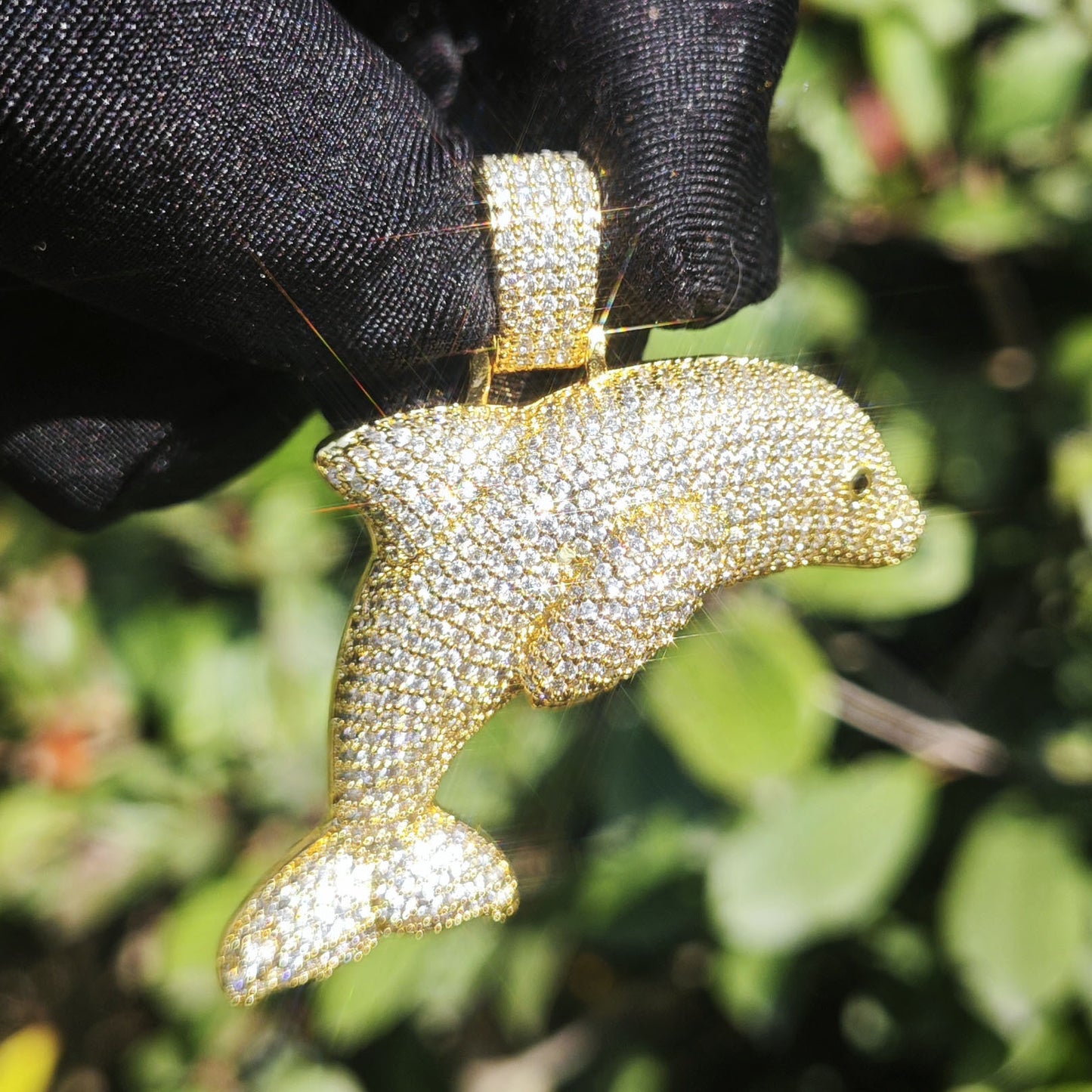 Iced Out Dolphin Pendant Necklace