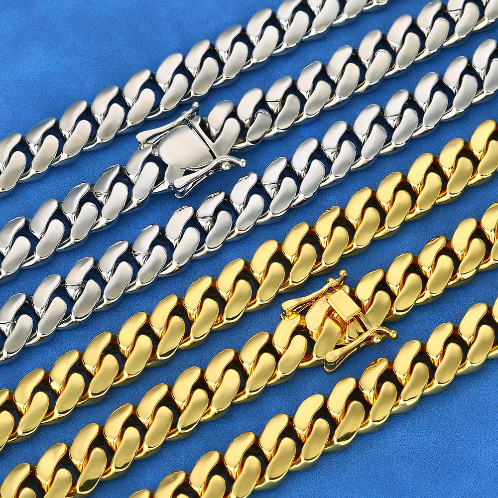 8-22 mm Polished Flat Cuban Hip Hop Bracelet with Silver Base - CHA268 product image
