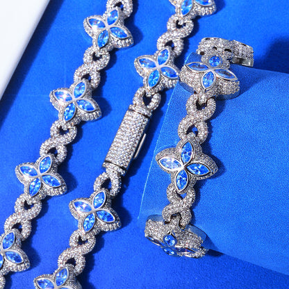 Clover CZ Figure-Eight Link Hip Hop Bracelet with Copper Base - CHA295