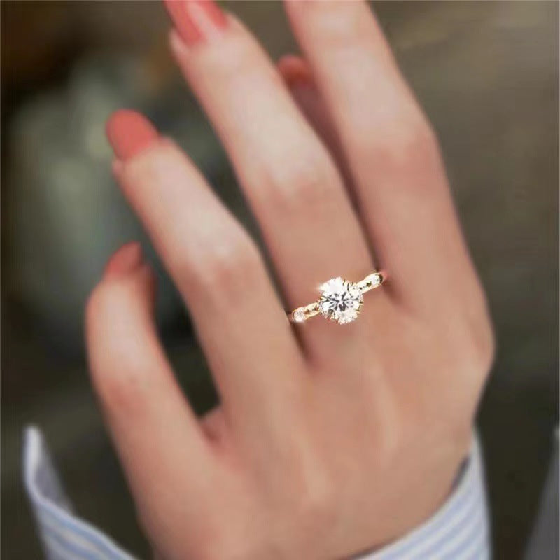 Moissanite Ring for Women, Two-Tone Floral Engagement Ring, 1 Carat Promise Ring product image
