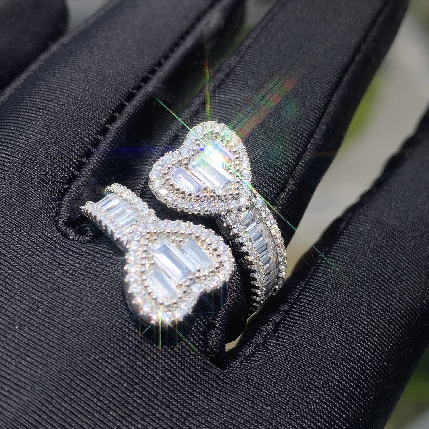 Iced Heart Wrap Ring