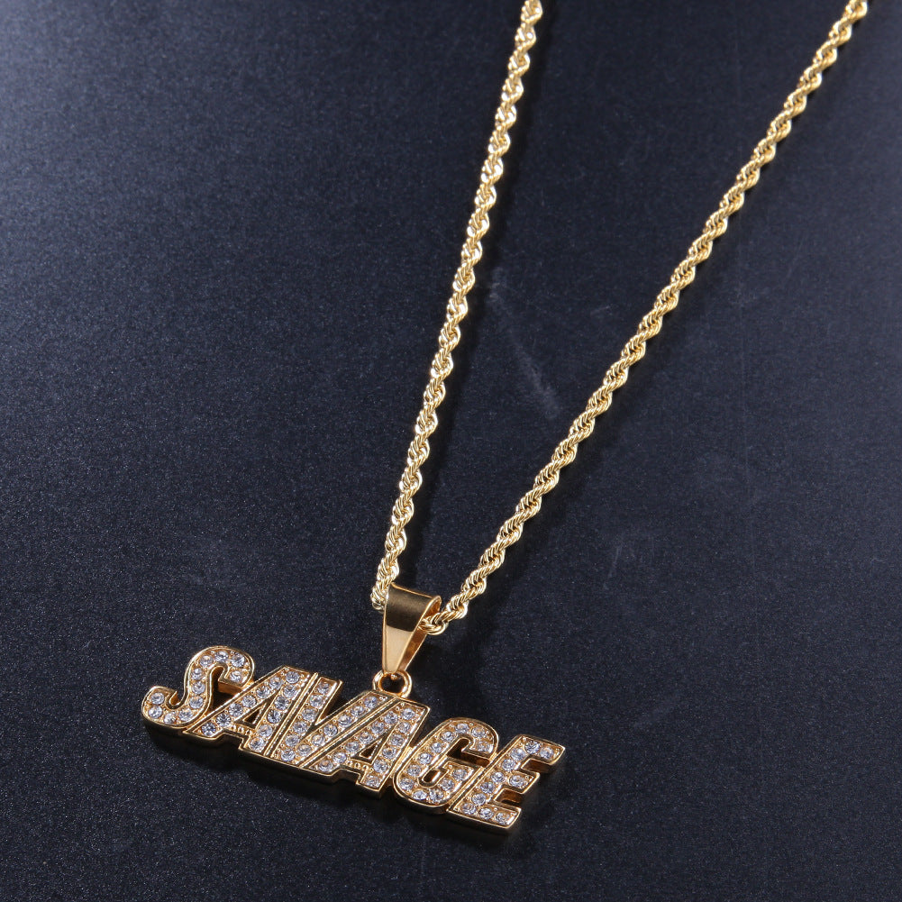 Gold-tone SAVAGE necklace angled view product image