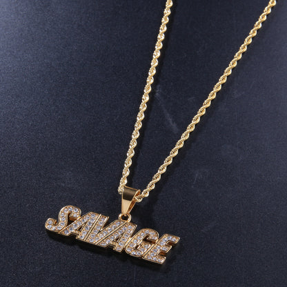 Gold-tone SAVAGE necklace angled view