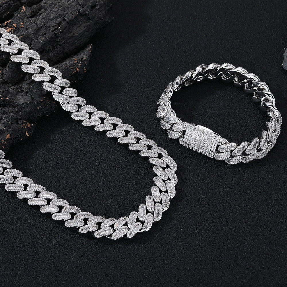 15mm Iced Out Cuban Link Chain Bracelet & Necklace Set, Zirconia, Unisex product image