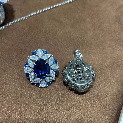 Blue Crystal Necklace and Earrings Set