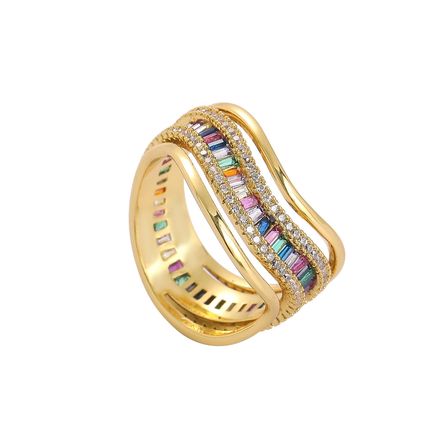 Hip Hop Geometric Cubic Zirconia Ring for Men