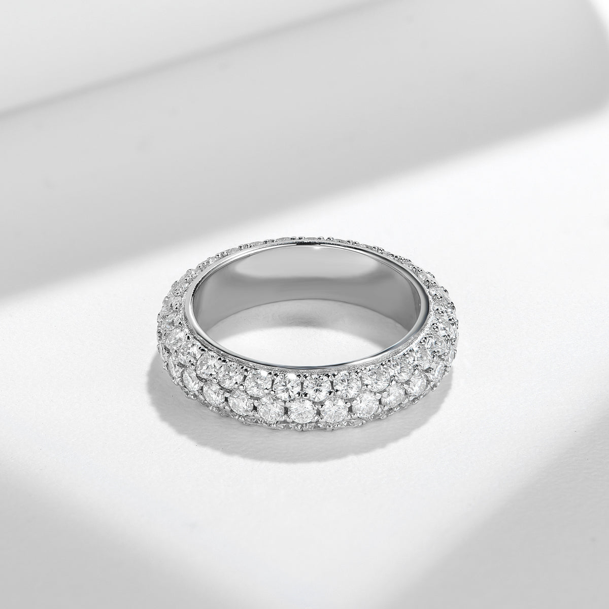 Pavé Moissanite Ring, S925 Sterling Silver Matching Couple Band product image