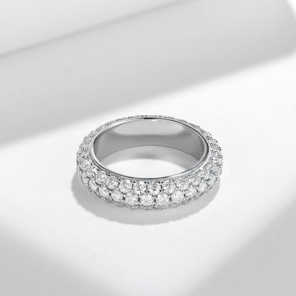 Pavé Moissanite Ring, S925 Sterling Silver Matching Couple Band