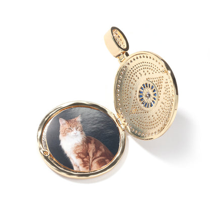 Round Evil Eye Photo Pendant Necklace