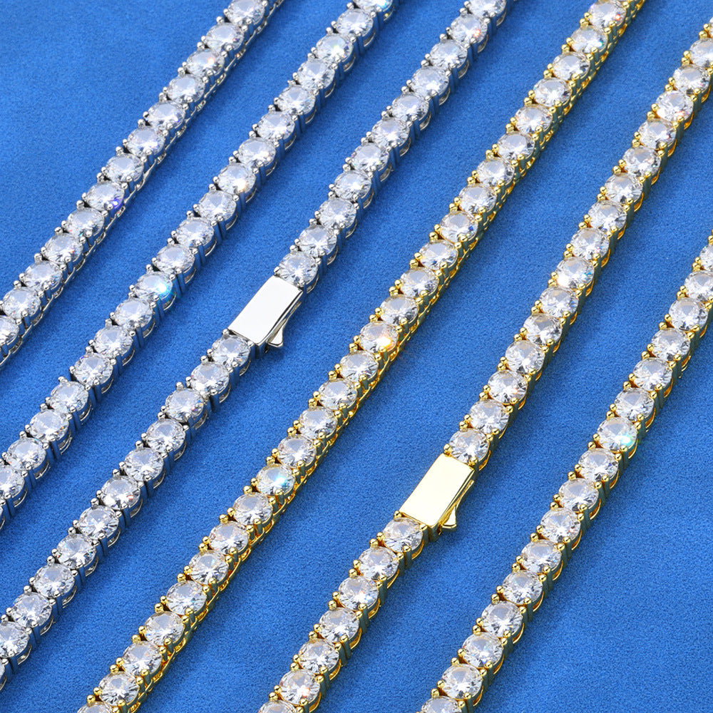 3-6 mm Round CZ Tennis Hip Hop Bracelet with Silver Base - CHA005 product image