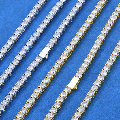 3-6 mm Round CZ Tennis Hip Hop Bracelet with Silver Base - CHA005