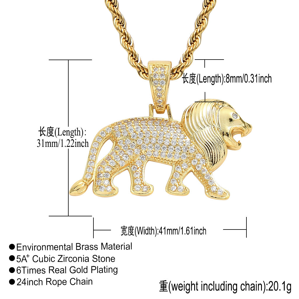 Hip Hop Fang Copper Pendant Necklace for Men and Women