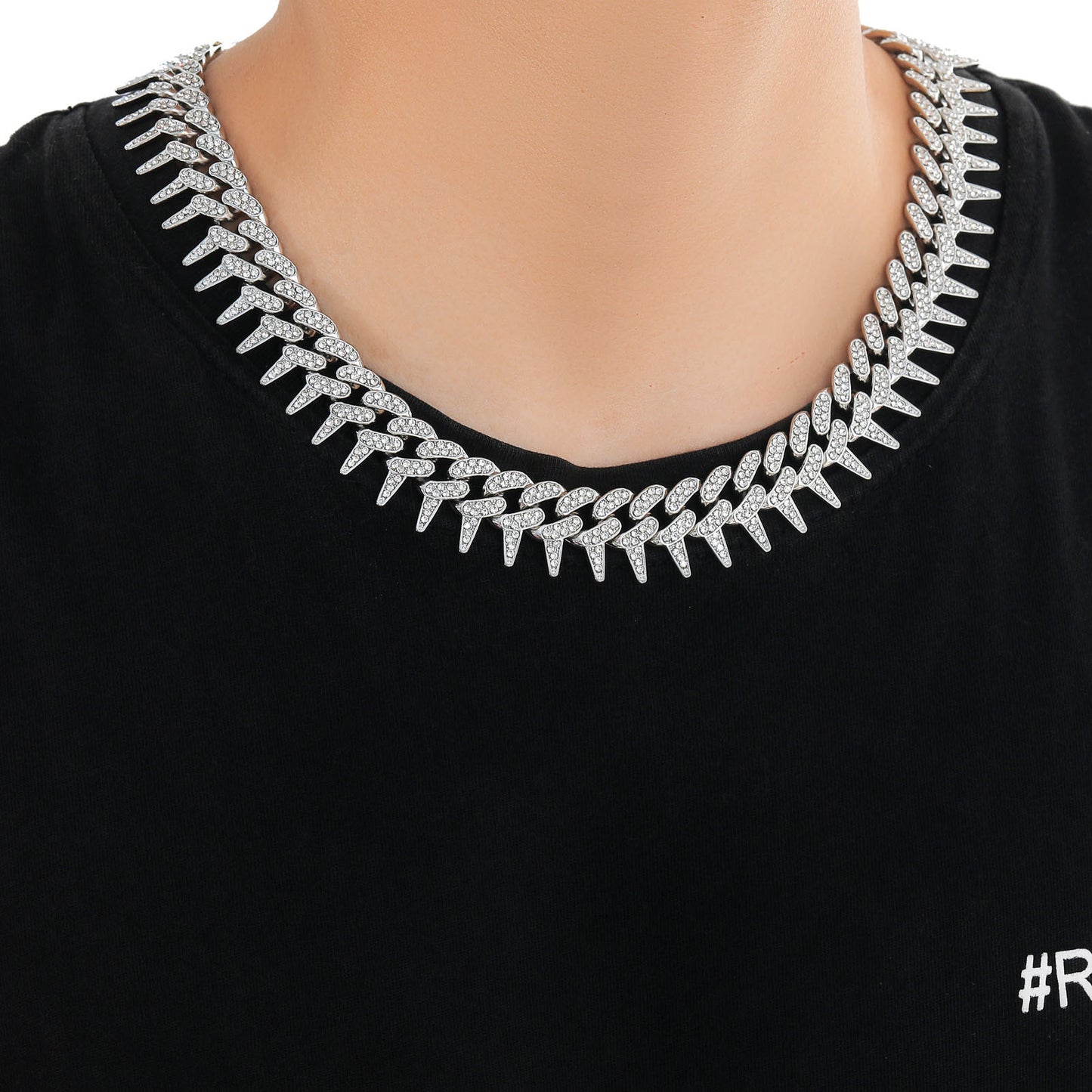 Hip Hop Cuban Link Thorn Alloy Necklace for Men
