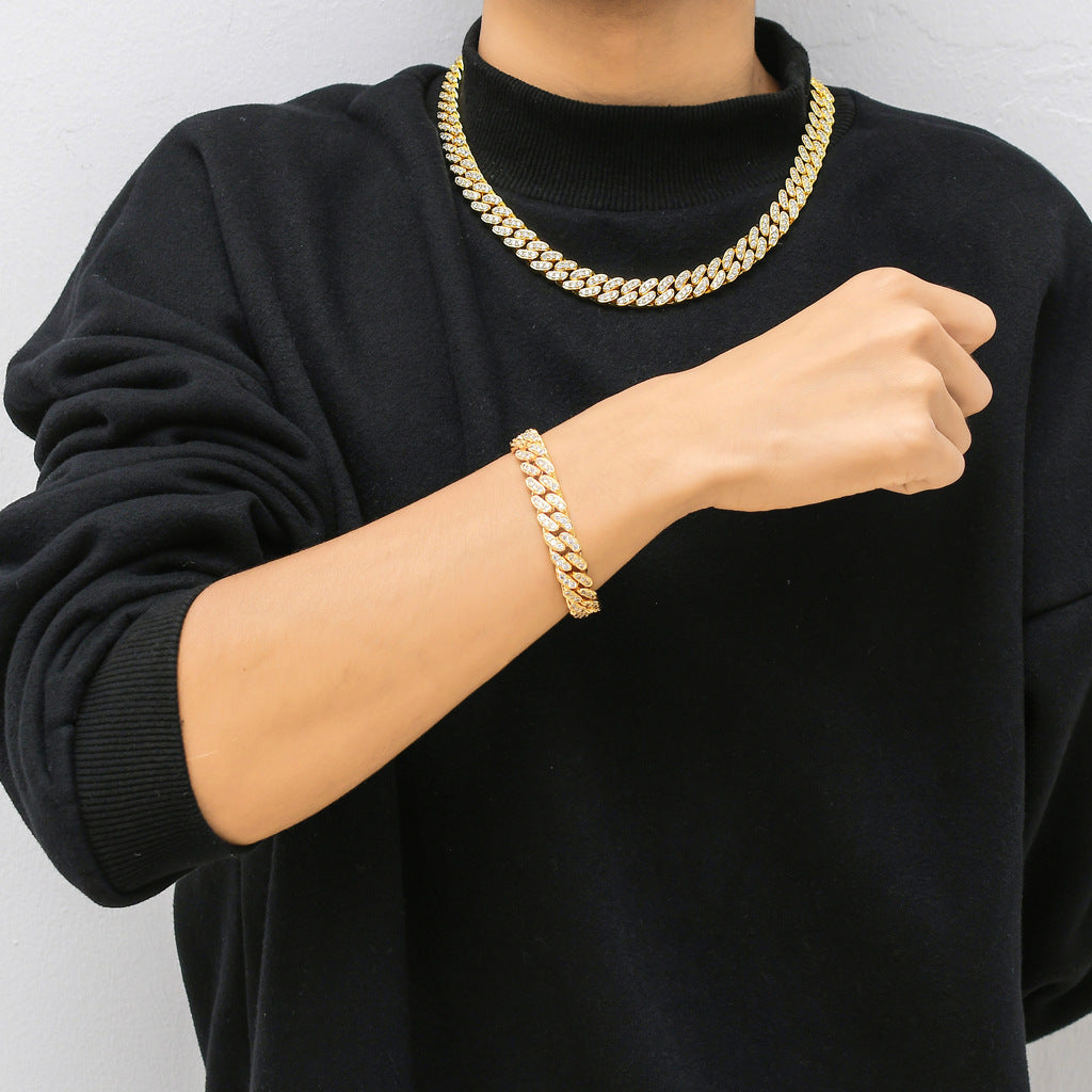 Hip Hop Light Luxury Cuban Link Cubic Zirconia Necklace for Men