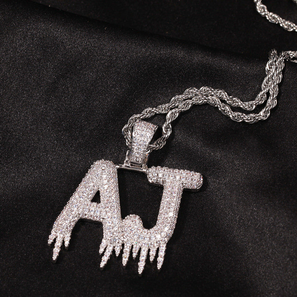 Personalized Iced Out Letter Pendant Necklace for Men - Custom Cubic Zirconia Initial Chain in Gold or Silver Tone product image