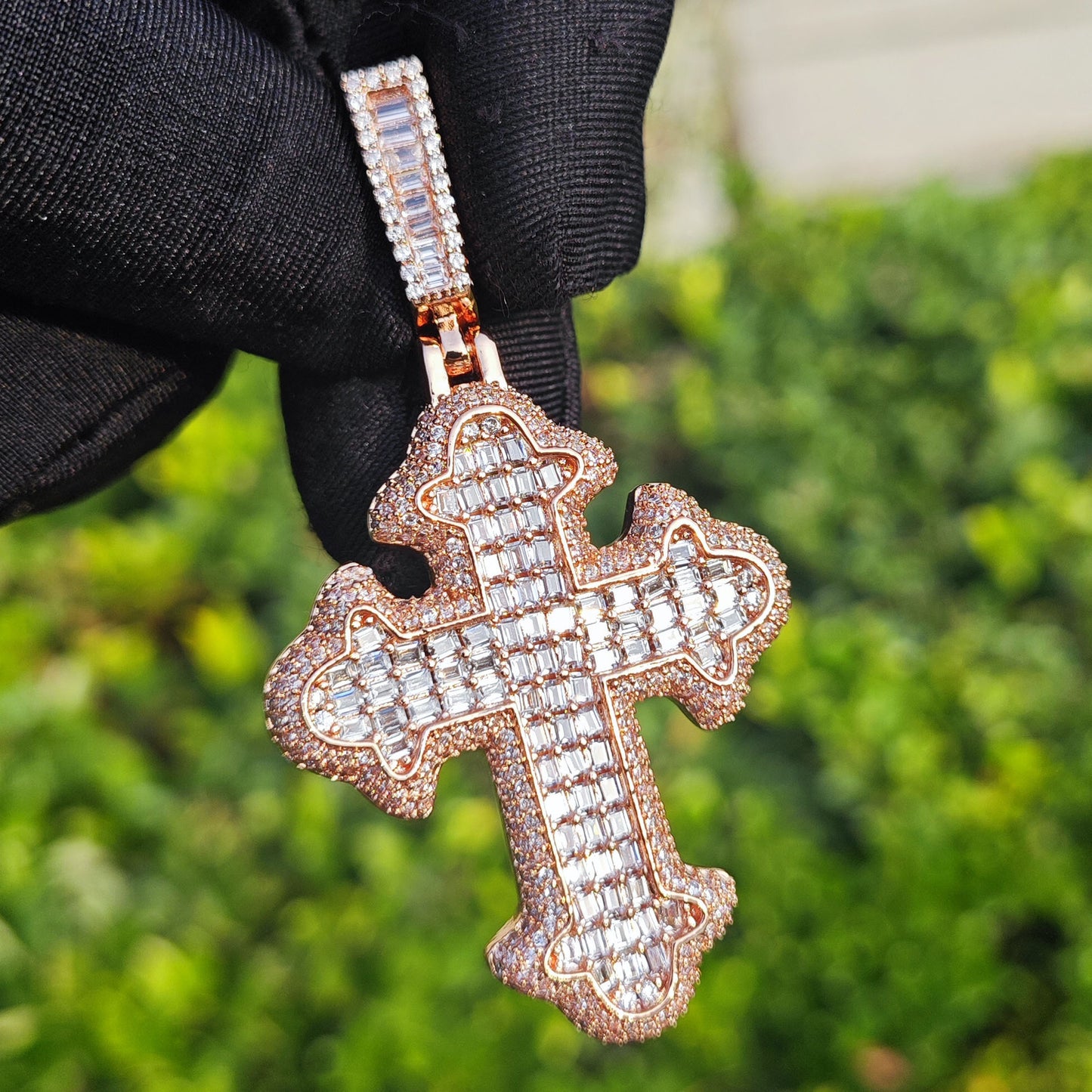 Unisex Iced Out Cross Pendant Necklace