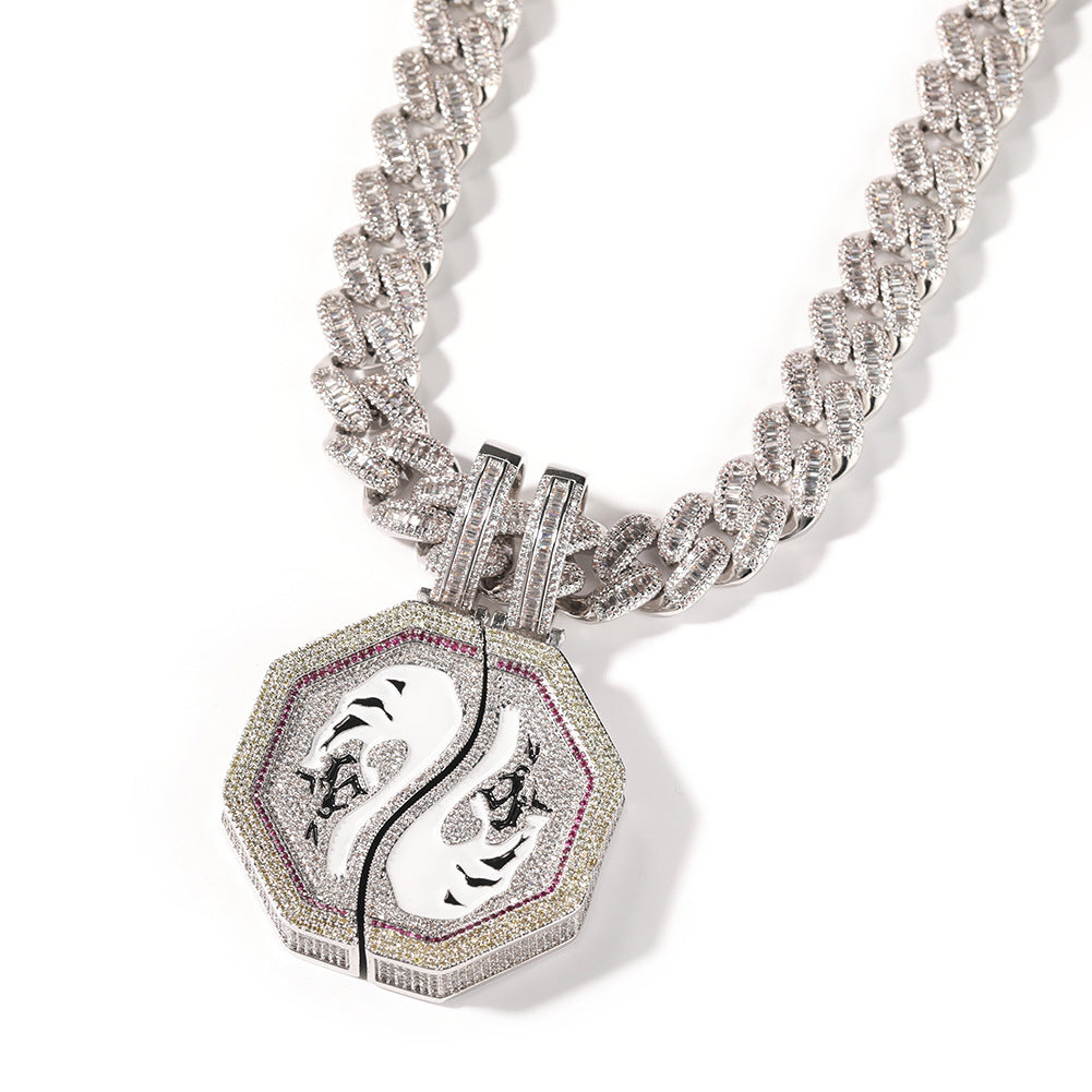 Iced Zodiac Horse or Tiger Pendant Necklace with Cubic Zirconia Hip Hop Chain product image