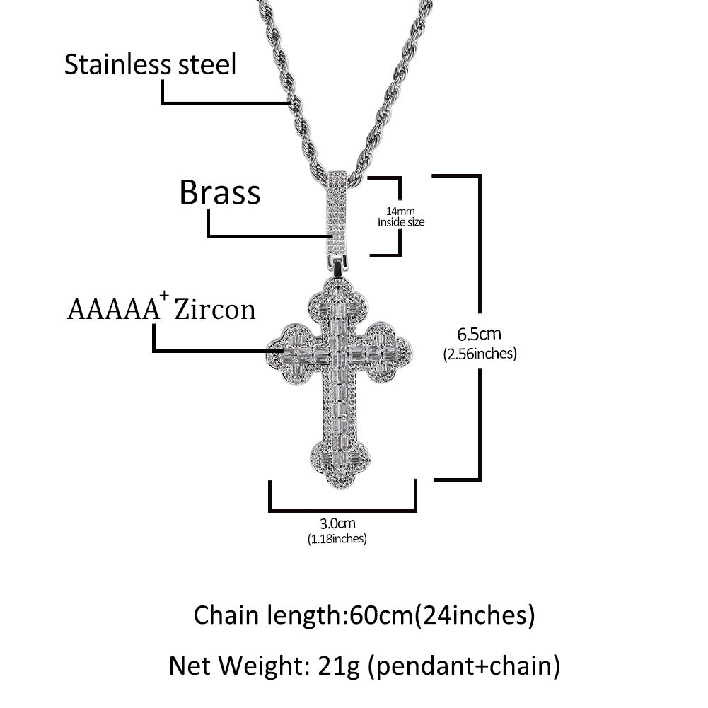 Iced Out Cross Pendant Necklace for Women and Men - Gold Plated or Silver Plated Statement Chain Necklace with Cubic Zirconia