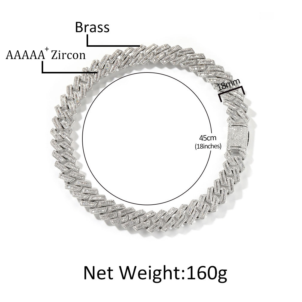 Iced Out Cuban Link Chain Necklace & Bracelet for Men - Cubic Zirconia Gold Plated or Silver Plated Statement Jewelry product image