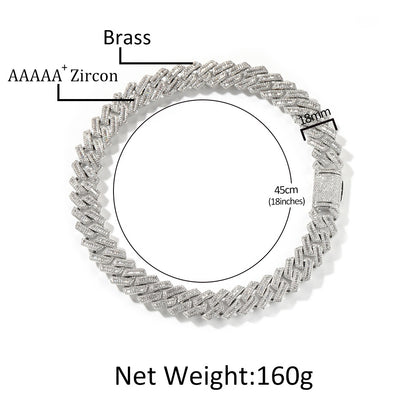 Iced Out Cuban Link Chain Necklace & Bracelet for Men - Cubic Zirconia Gold Plated or Silver Plated Statement Jewelry