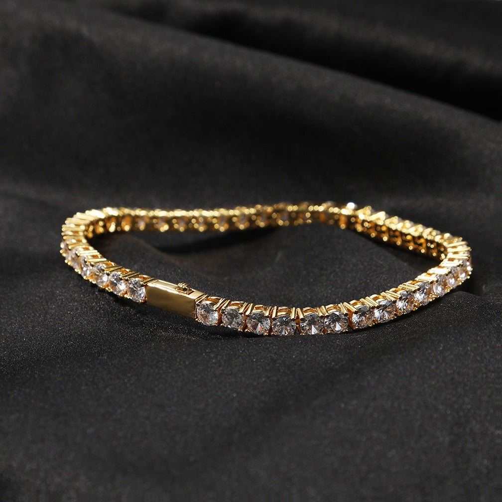 925 Sterling Silver Moissanite Tennis Bracelet for Women & Men - Iced Out Line Chain in Gold or Silver, 3mm/4mm