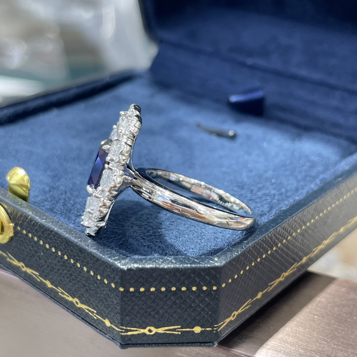 3-Carat Lab-Grown Sapphire Floral Pendant Necklace Set with Earrings & Ring product image