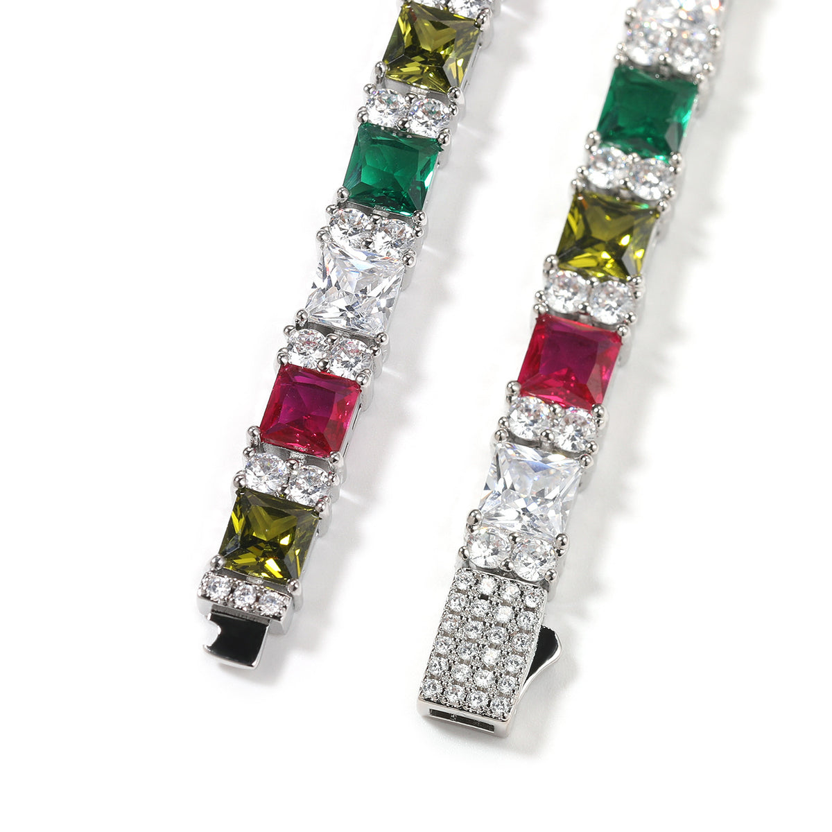 Iced Out Multicolor Cubic Zirconia Chain Bracelet for Women & Men - Trendy Statement Tennis Link Bracelet product image