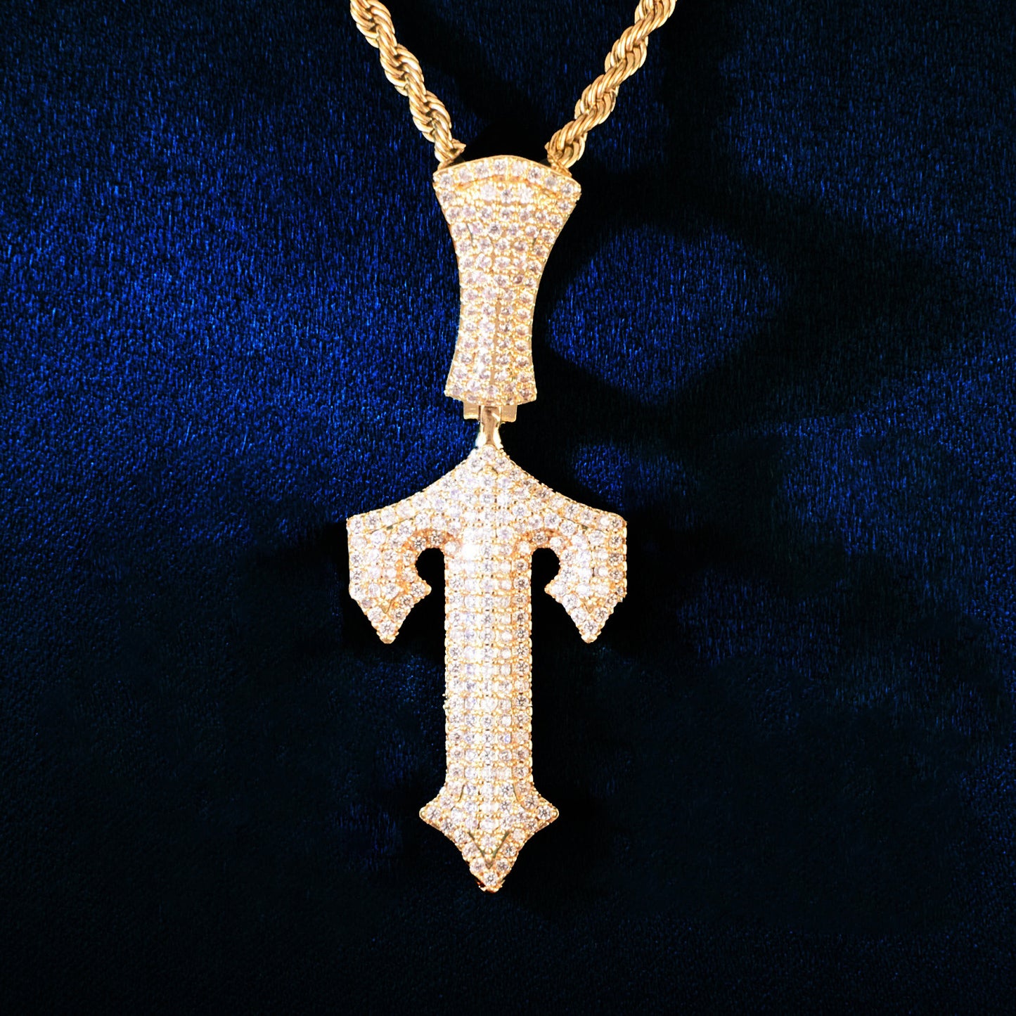 Iced Out Letter Pendant Necklace