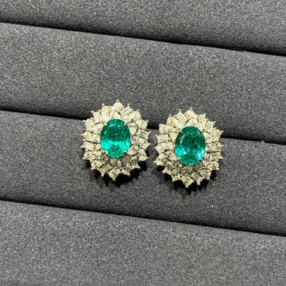 925 Silver Paraiba-Style Halo Ring, Lab-Created Blue-Green Gemstone
