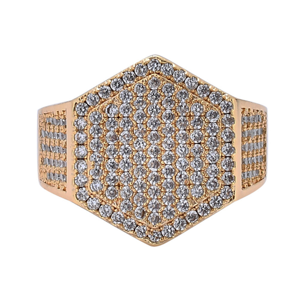 Hip Hop Minimalist Geometric Cubic Zirconia Ring for Men