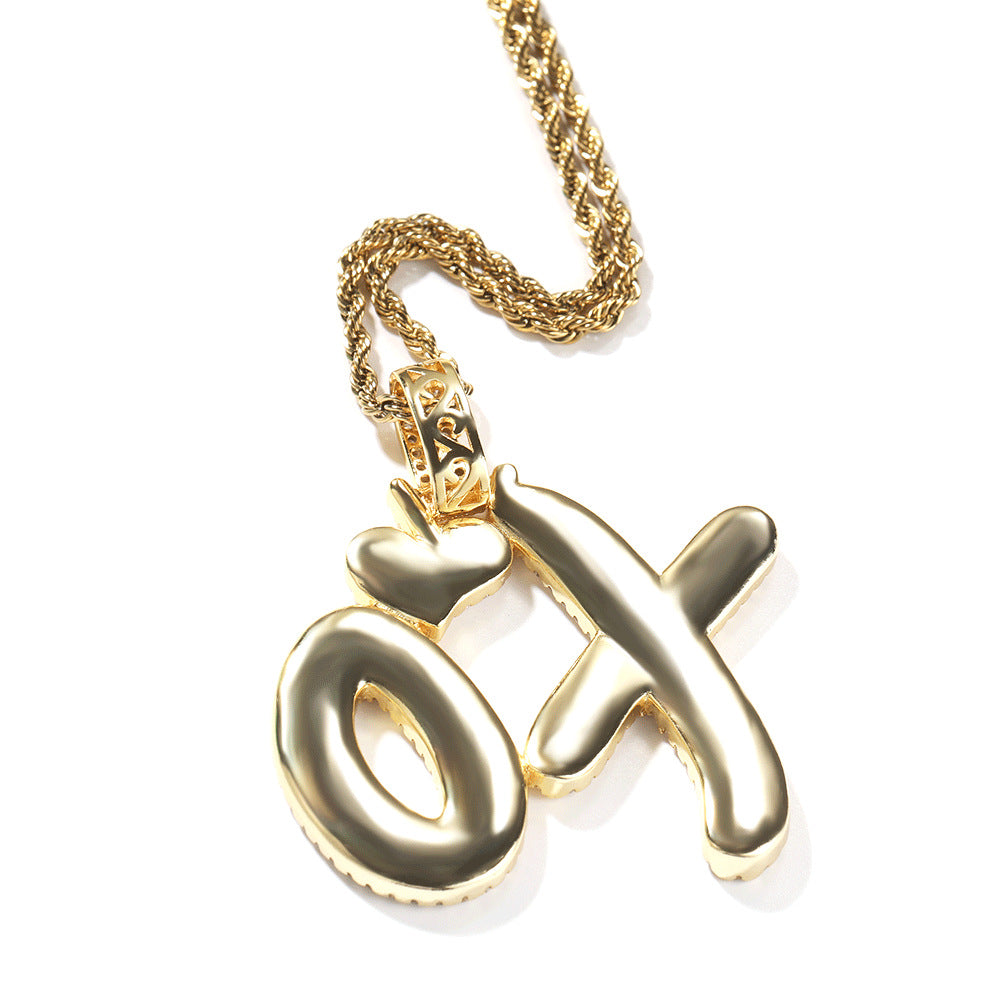 Iced XO Letter Pendant Necklace for Women - Cubic Zirconia Hip Hop Twist Chain in Gold or Silver