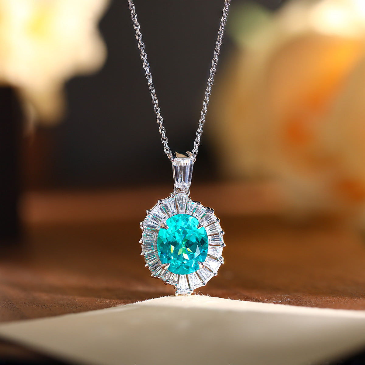 Paraiba-Style Teal Oval 925 Silver Necklace Ring Earrings Set product image
