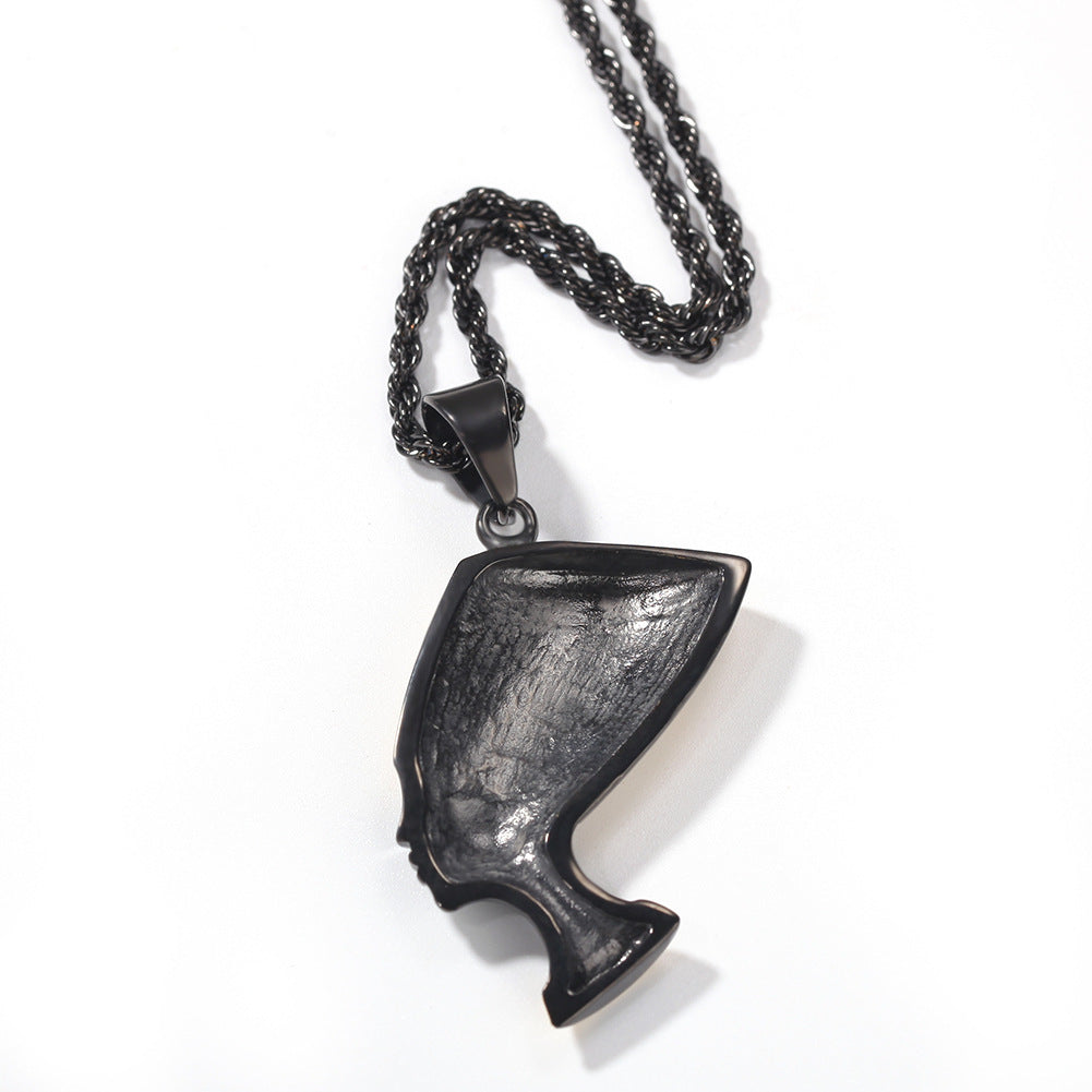 Unisex Stainless Steel Egyptian Queen Pendant Necklace with Gold Twisted Chain product image