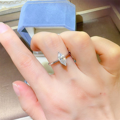 Marquise Cut Moissanite Ring for Women - Purple or White Solitaire Ring, Sizes 9-20