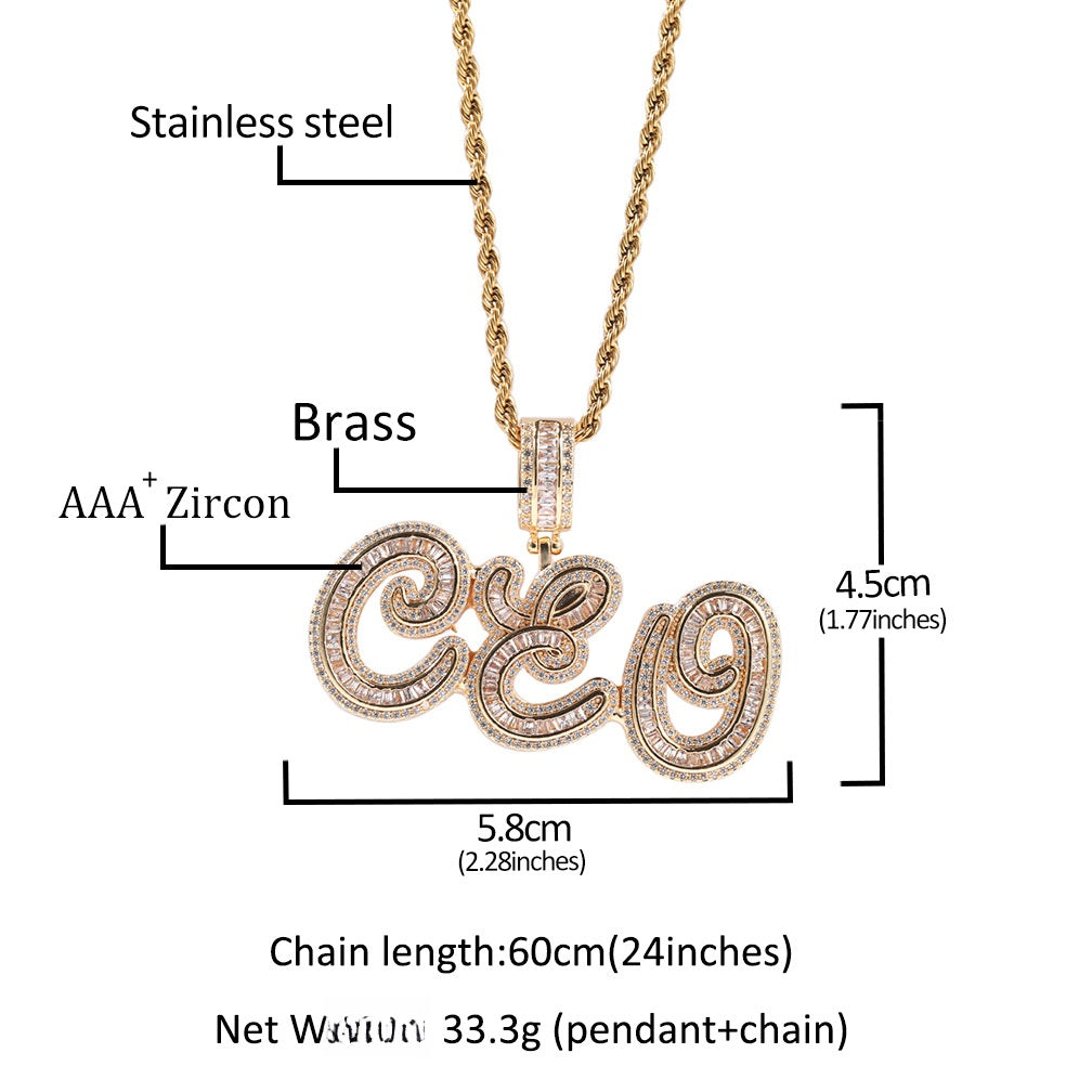 Personalized Iced Letter Pendant Necklace for Women - Custom 2 to 6 Letter Name Chain in Gold or Silver Tone