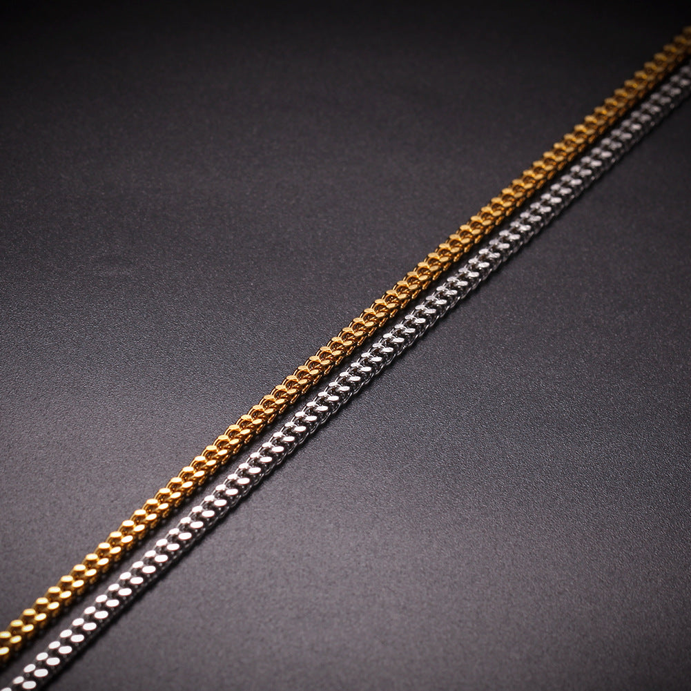Unisex Stainless Steel Chain Necklace, Gold Plated or Silver Tone Minimalist Statement Pendant Chain product image