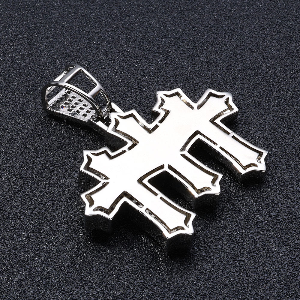 Hip Hop Geometric Cross Copper Pendant Necklace For Men And Women product image