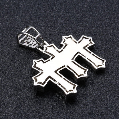 Hip Hop Geometric Cross Copper Pendant Necklace For Men And Women