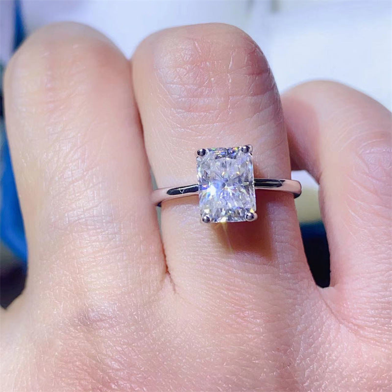 Radiant Cut Moissanite Jewelry Set Necklace Pendant Ring Stud Earrings for Women product image