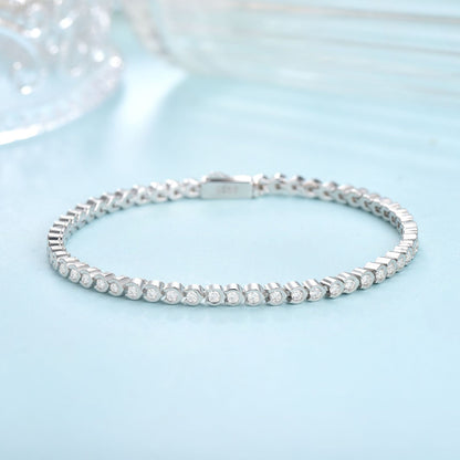 Moissanite Tennis Bracelet, S925 Sterling Silver, 18k Gold-Plated, Slim Stackable Bracelet