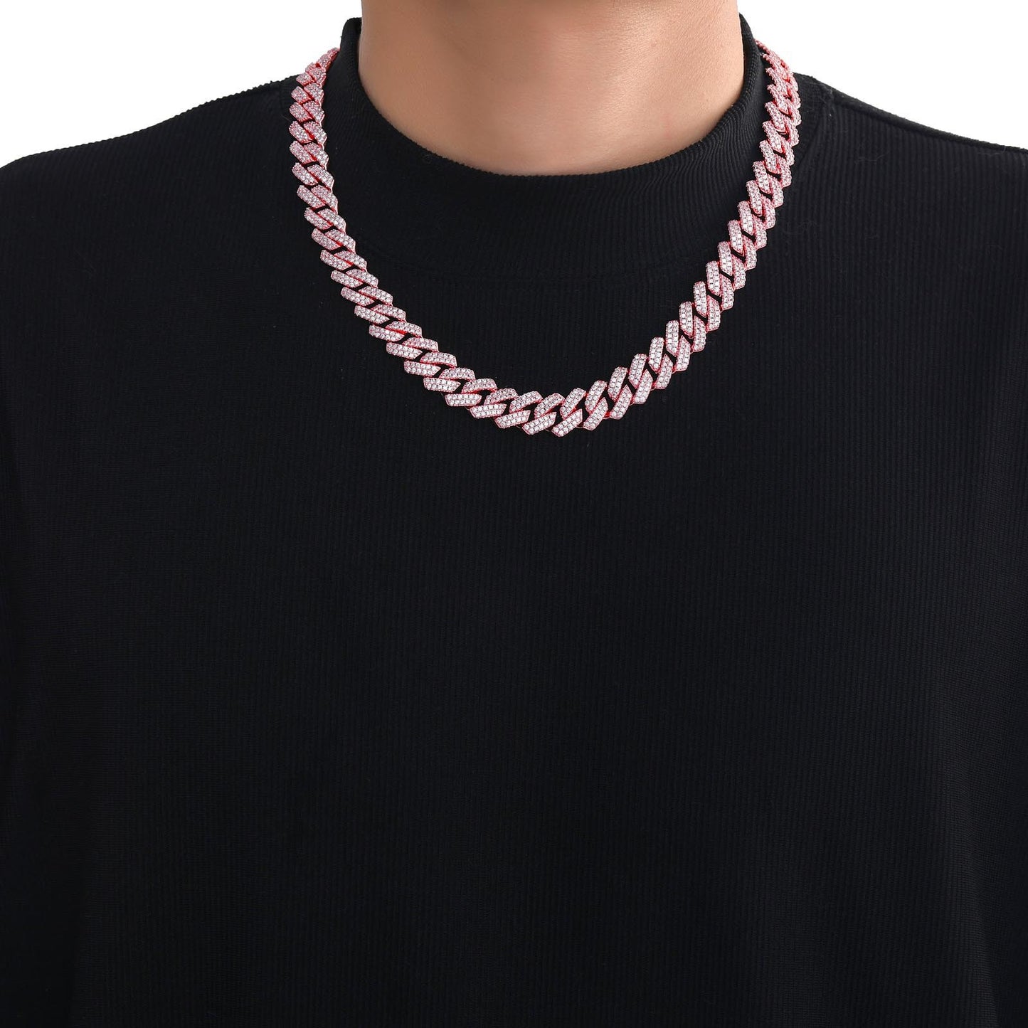 Hip Hop Diamond Shape Cuban Link Cubic Zirconia Necklace for Men