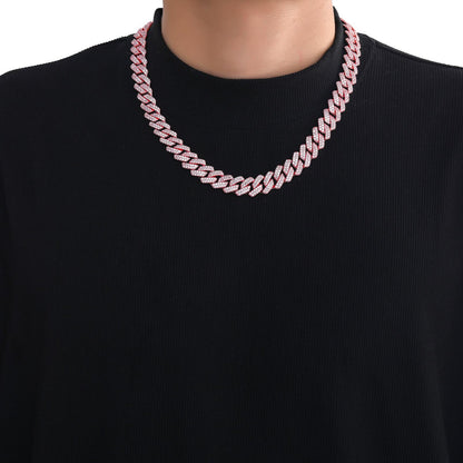 Hip Hop Diamond Shape Cuban Link Cubic Zirconia Necklace for Men