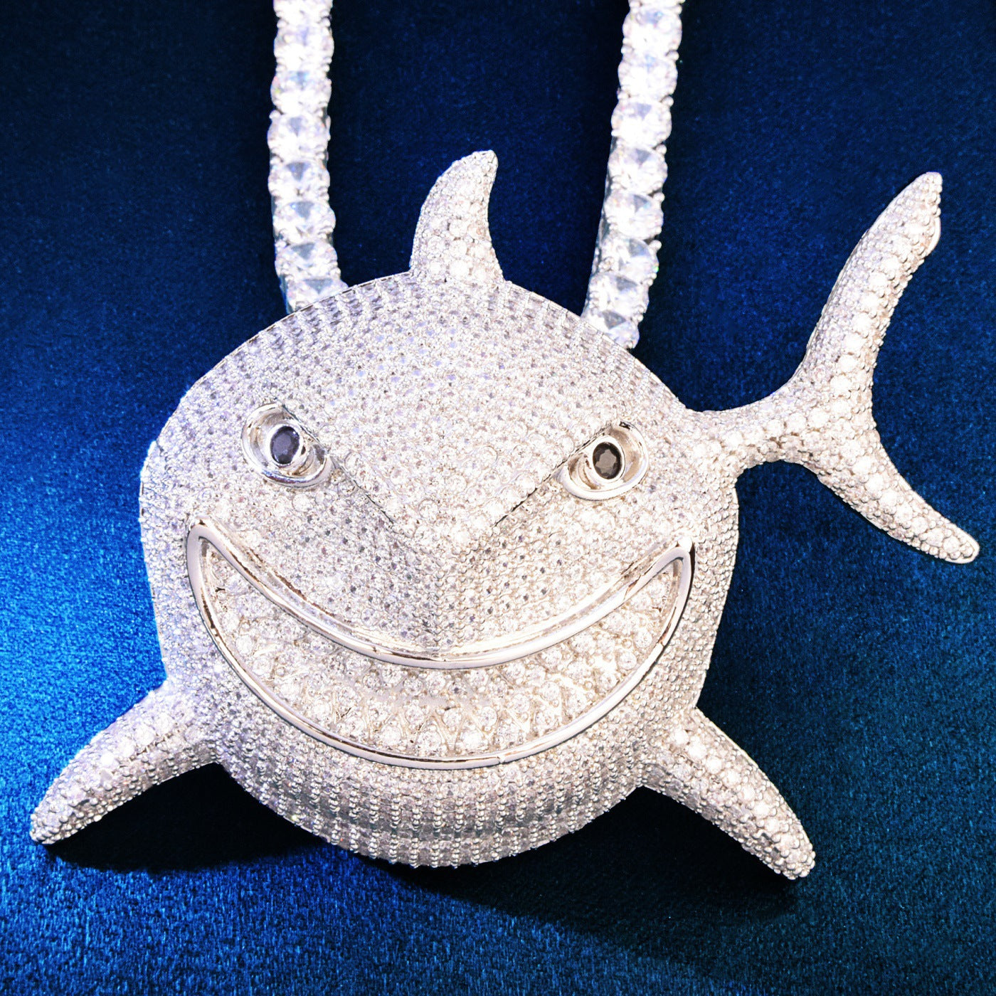 Iced Out Shark Pendant Necklace