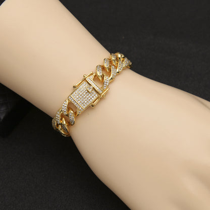 Men’s Iced Cuban Link Chain Bracelet – Gold Plated & Silver Plated Hip Hop Statement Jewelry