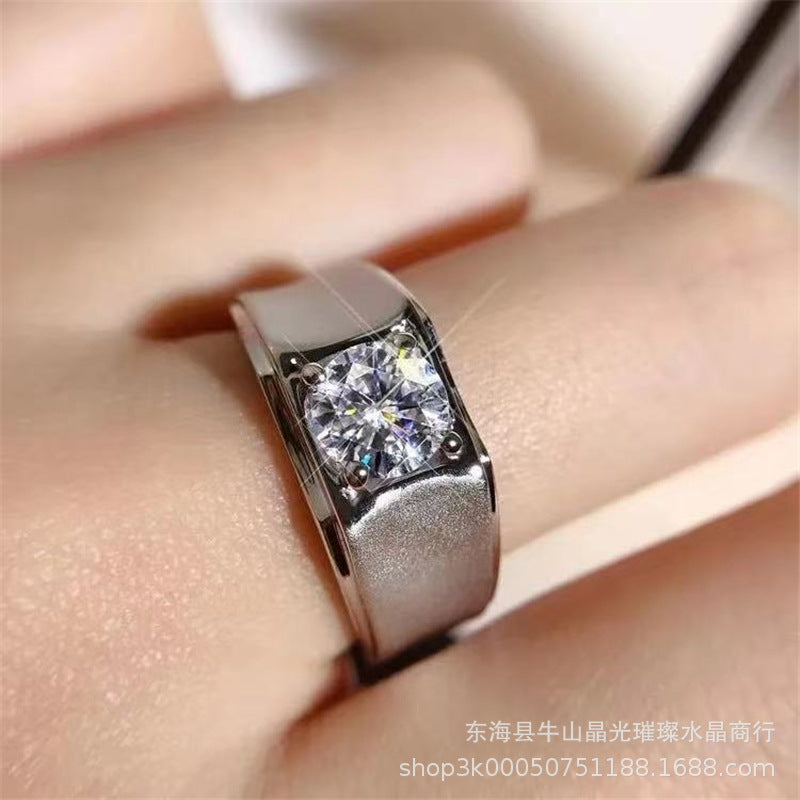 Men’s VVS Moissanite Ring - Classic Solitaire Band in 0.5ct, 1ct, 2ct Sizes