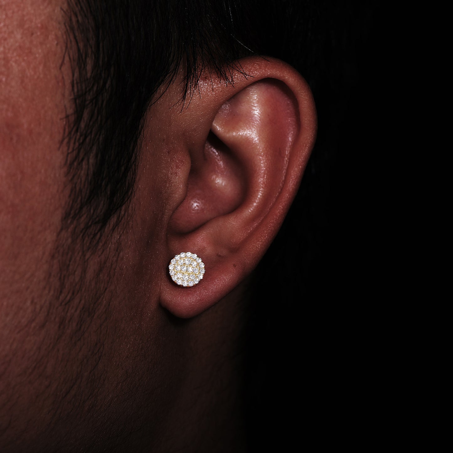 925 Sterling Silver Moissanite Round Stud Earrings Unisex Hip Hop Style product image