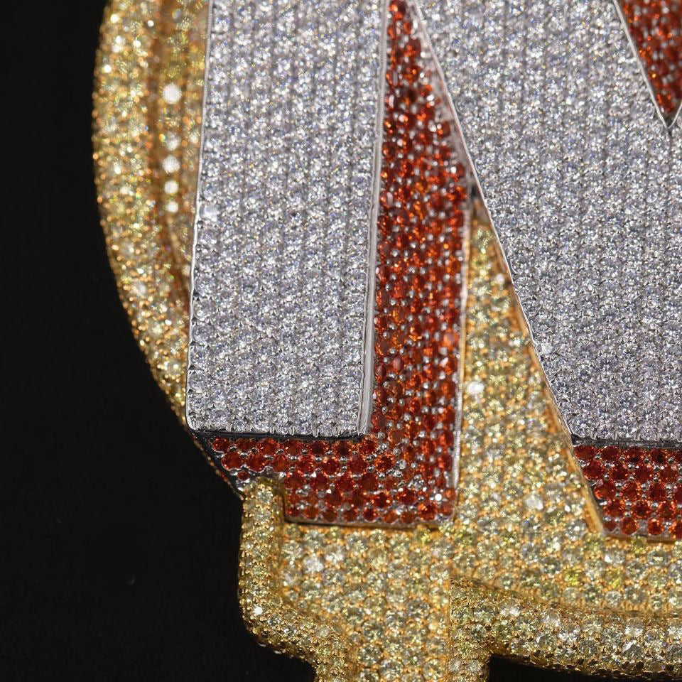 Iced Out Letter Pendant Necklace for Men and Women - Round Hip Hop Chain Pendant with Zircon and Moissanite Look product image